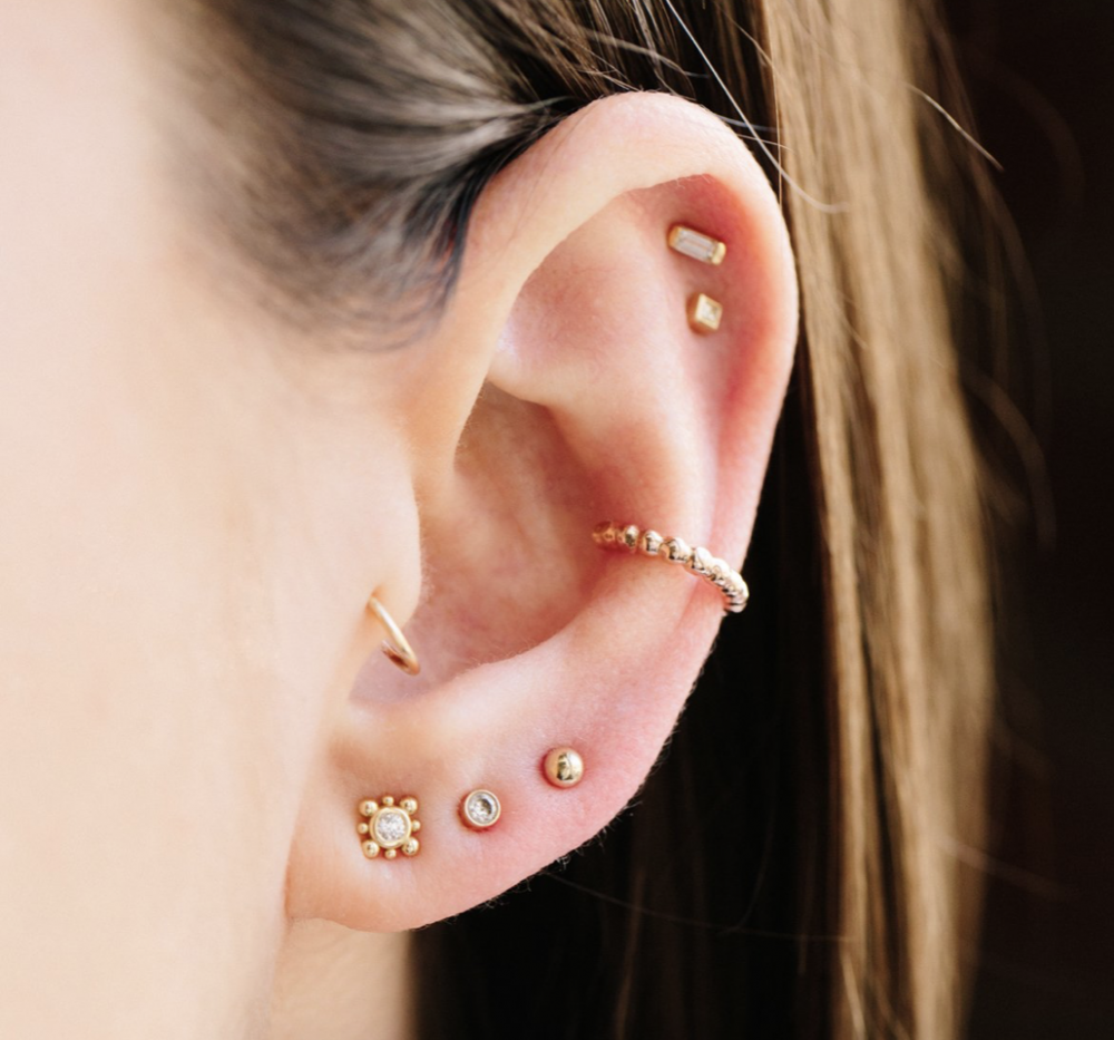 Zoe Chicco tiny bead starburst diamond stud earrings